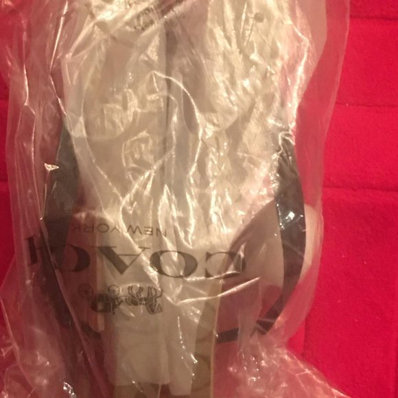 NWT COACH Khaki/Black SIG C LYNN Platform Wedge Sandal/Flip Flops - Picture 9 of 10